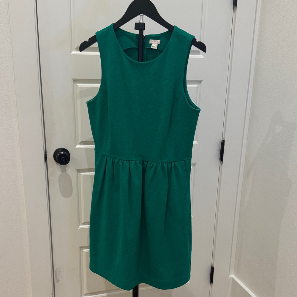 J. Crew Sleeveless Emerald Green Fit-and-Flare Dress